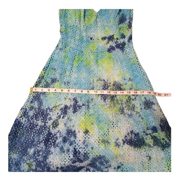 French Connection Women's Dress #714AW Midi Daisy Lace V-Neck Size 4 Blue+Green - Picture 12 of 16
